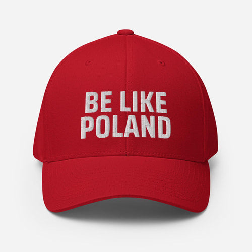 Röd keps med vit text BE LIKE POLAND